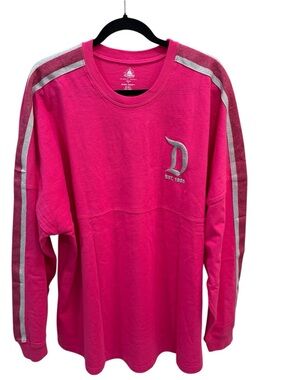 Disneyland Resort Women 2XL Spirit Jersey Pink Silver Glitter Disney Striped NWT